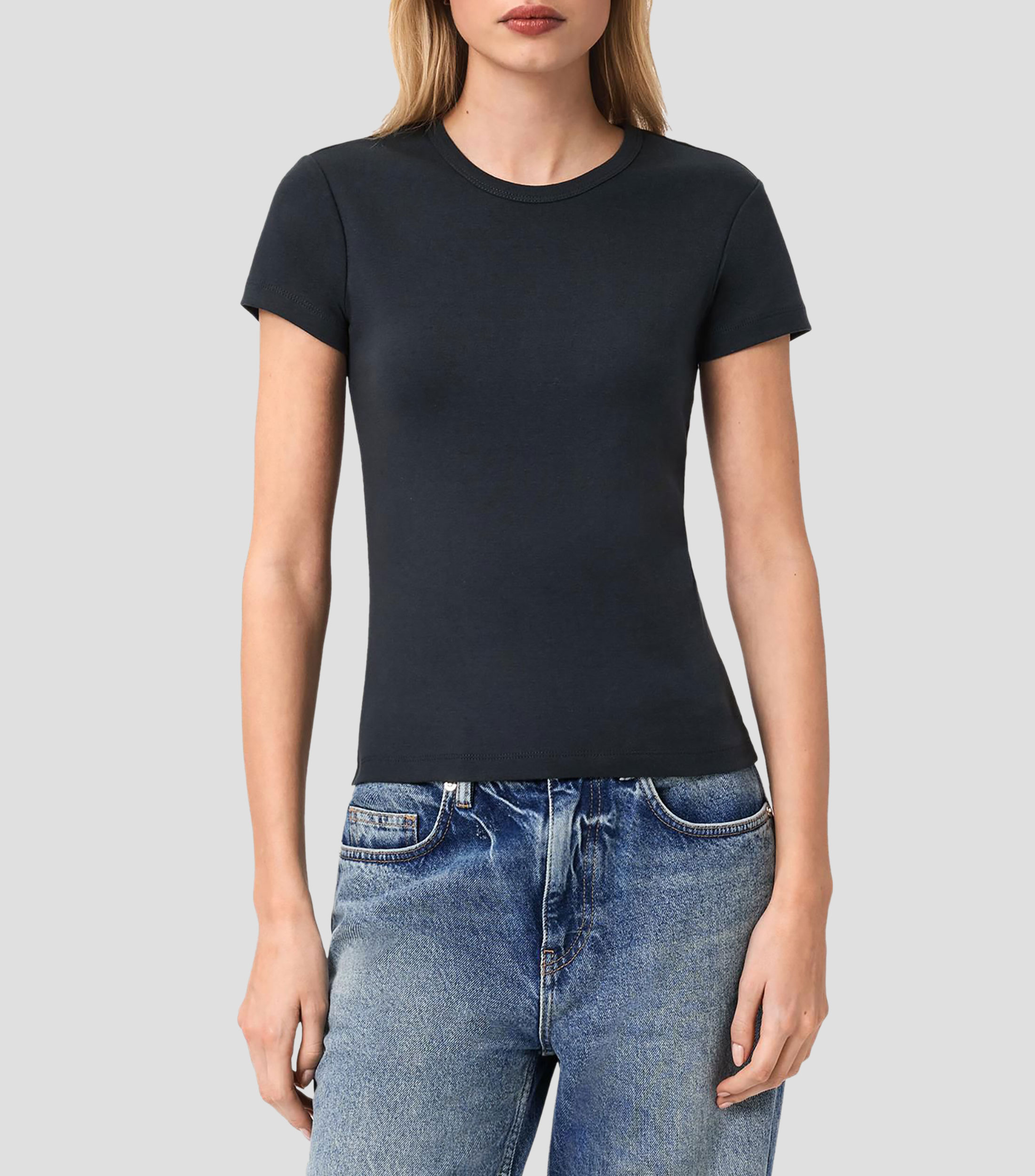 Playera cuello redondo manga corta lisa Mujer